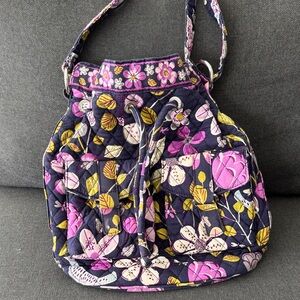Vera Bradley Bucket Bag Nightingale Hobo Drawstring Adjustable Strap Retired